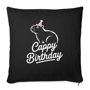 Capybara Birthday Cappy Birthday Funny Capy - Sofa pillowcase 17,3'' x 17,3'' (45 x 45 cm) - black - Front