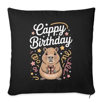 Capybara Birthday Cappy Birthday Funny Capy - Sofa pillowcase 17,3'' x 17,3'' (45 x 45 cm) - black - Front