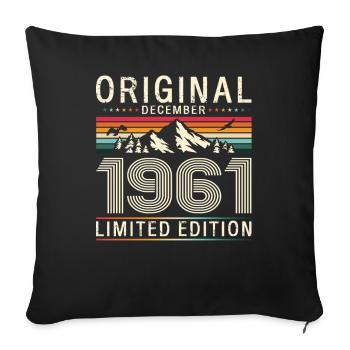 65e anniversaire Original Décembre Né en 1961 - Housse de coussin décorative 45 x 45 cm - noir - Devant
