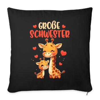 Grande Sœur Girafe Frère ou Sœur - Housse de coussin décorative 45 x 45 cm - noir - Devant