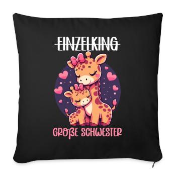 Grande Sœur Girafe Frère ou Sœur - Housse de coussin décorative 45 x 45 cm - noir - Devant