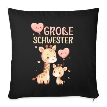 Grande Sœur Girafe Frère ou Sœur - Housse de coussin décorative 45 x 45 cm - noir - Devant