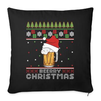 Frohe Weihnachtsbier, hässlicher Pullover – Geschenk - Sofakissenbezug 45 x 45 cm - Schwarz - Vorne