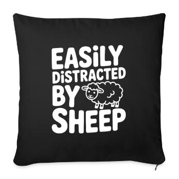 Easily Distracted by Sheep - Sofa pillowcase 17,3'' x 17,3'' (45 x 45 cm) - black - Front