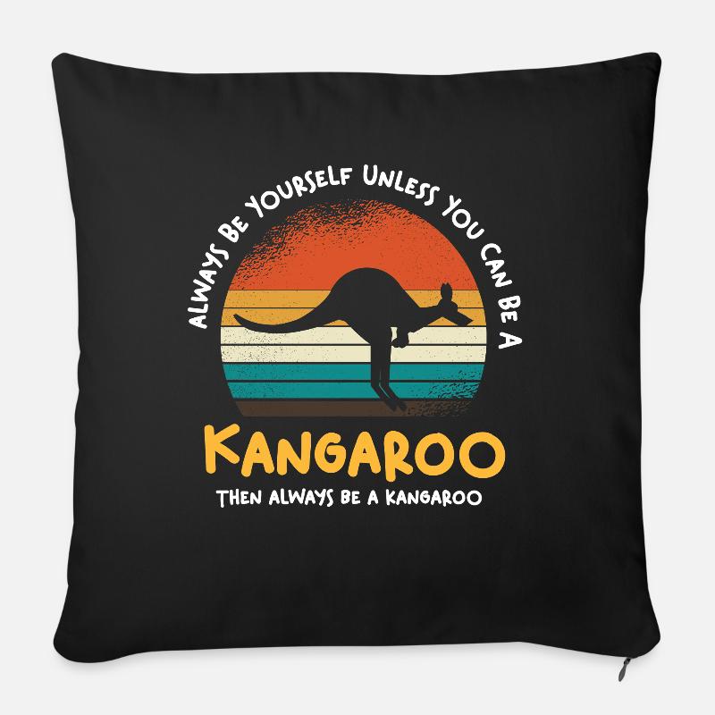 Känguru Retro Sonnenuntergang - Sofakissenbezug 45 x 45 cm - Schwarz