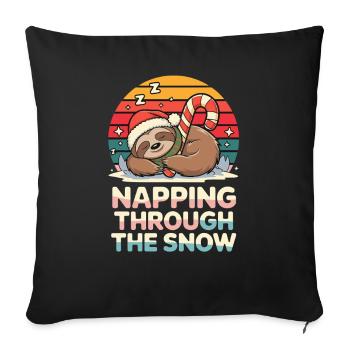 Faire la sieste dans la neige, paresseux drôle - Housse de coussin décorative 45 x 45 cm - noir - Devant