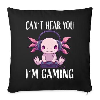 Gaming Axolotl with Headphones - Sofa pillowcase 17,3'' x 17,3'' (45 x 45 cm) - black - Front