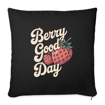 Berry Good Day - Strawberry - Sofa pillowcase 17,3'' x 17,3'' (45 x 45 cm) - black - Front