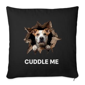 Cadeau mignon de percée du trou de chien Câlin-moi - Housse de coussin décorative 45 x 45 cm - noir - Devant