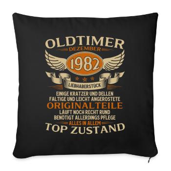 43rd Birthday Gift Vintage Car December 1982 - Sofa pillowcase 17,3'' x 17,3'' (45 x 45 cm) - black - Front