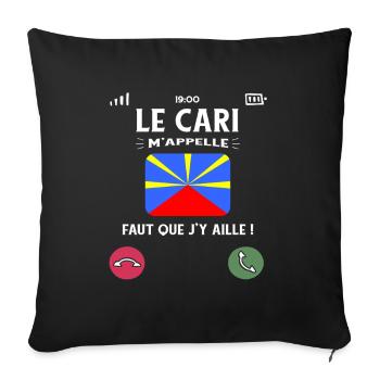 Le Cari M’Appelle Humour Réunionnais - Housse de coussin décorative 45 x 45 cm - noir - Devant