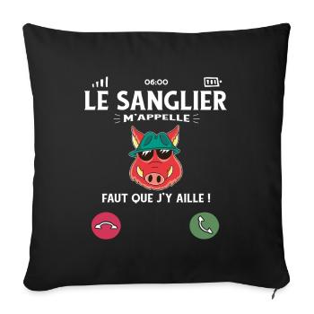 Le Sanglier M’Appelle Humour Chasse - Housse de coussin décorative 45 x 45 cm - noir - Devant