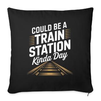 Ça pourrait être un jour de gare - Housse de coussin décorative 45 x 45 cm - noir - Devant