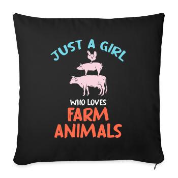 Une seule fille aime les animaux de ferme - Housse de coussin décorative 45 x 45 cm - noir - Devant
