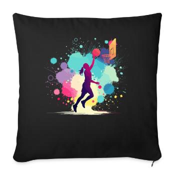 Joueur de basket-ball, basket-ball, joueur de basket-ball - Housse de coussin décorative 45 x 45 cm - noir - Devant