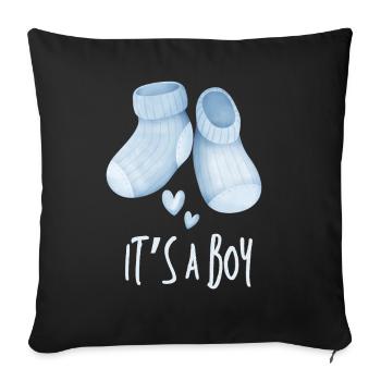 Blue Baby Booties It's a Boy - Sofa pillowcase 17,3'' x 17,3'' (45 x 45 cm) - black - Front