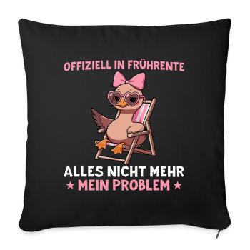 Early retirement duck in a deck chair - partial retirement - Sofa pillowcase 17,3'' x 17,3'' (45 x 45 cm) - black - Front