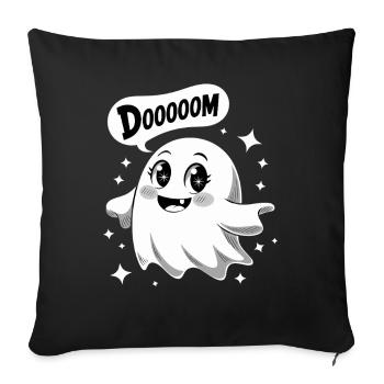 DOOOOOM Cute Kawaii Ghost Funny Cute - Sofa pillowcase 17,3'' x 17,3'' (45 x 45 cm) - black - Front