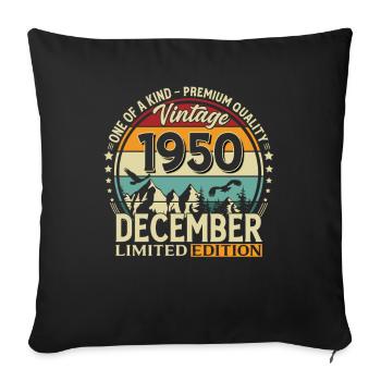 Cadeau pour le 75e anniversaire Voiture ancienne décembre 1950 - Housse de coussin décorative 45 x 45 cm - noir - Devant