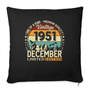 Cadeau d’anniversaire 74 Voiture vintage décembre 1951 - Housse de coussin décorative 45 x 45 cm - noir - Devant
