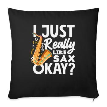 J’aime vraiment le saxophone et l’orchestre de saxophone, le jazz band - Housse de coussin décorative 45 x 45 cm - noir - Devant