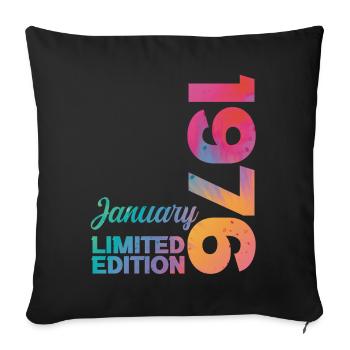 Anniversaire Janvier 1976 Né en Janvier Cadeau - Housse de coussin décorative 45 x 45 cm - noir - Devant