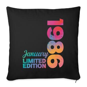 Anniversaire Janvier 1986 Né en Janvier Cadeau - Housse de coussin décorative 45 x 45 cm - noir - Devant
