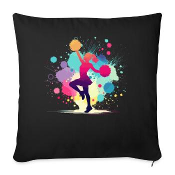 Pom-pom girl, Cheerleading, Cheer, fille - Housse de coussin décorative 45 x 45 cm - noir - Devant