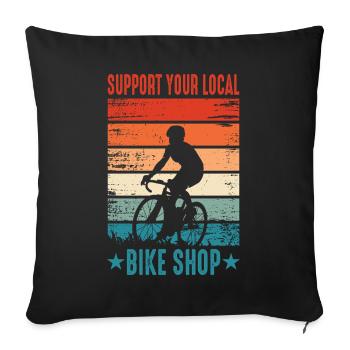 Motif cycliste vélo cadeau - Housse de coussin décorative 45 x 45 cm - noir - Devant