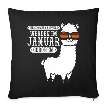 January Birthday Alpaca Saying Funny - Sofa pillowcase 17,3'' x 17,3'' (45 x 45 cm) - black - Front
