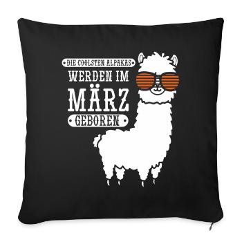 Anniversaire de mars, Alpaga Drôle de parole - Housse de coussin décorative 45 x 45 cm - noir - Devant