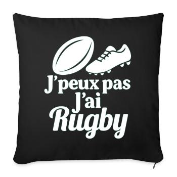 J'peux pas j'ai Rugby - Housse de coussin décorative 45 x 45 cm - noir - Devant
