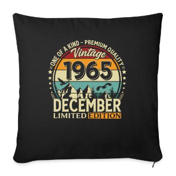 60e anniversaire Millésime décembre 1965 - Housse de coussin décorative 45 x 45 cm - noir - Devant