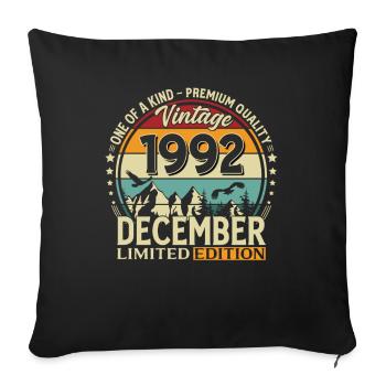 33e anniversaire Millésime décembre Millésime 1992 - Housse de coussin décorative 45 x 45 cm - noir - Devant