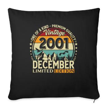 24th Birthday Vintage December Vintage 2001 - Sofa pillowcase 17,3'' x 17,3'' (45 x 45 cm) - black - Front