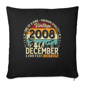 17th Birthday Vintage December Vintage 2008 - Sofa pillowcase 17,3'' x 17,3'' (45 x 45 cm) - black - Front