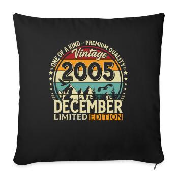 20th Birthday Vintage December Vintage 2005 - Sofa pillowcase 17,3'' x 17,3'' (45 x 45 cm) - black - Front
