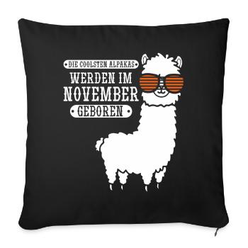 November Birthday Alpaca Saying Funny - Sofa pillowcase 17,3'' x 17,3'' (45 x 45 cm) - black - Front
