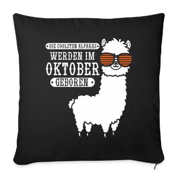 October Birthday Alpaca Saying Funny - Sofa pillowcase 17,3'' x 17,3'' (45 x 45 cm) - black - Front