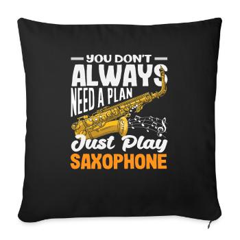 Juste jouer du saxophone, du saxophoniste, de l’instrument de jazz. - Housse de coussin décorative 45 x 45 cm - noir - Devant