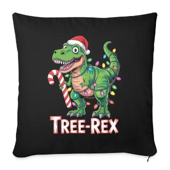 Tree-Rex – T-Rex mit Zuckerstange & Lichtern - Sofakissenbezug 45 x 45 cm - Schwarz - Vorne