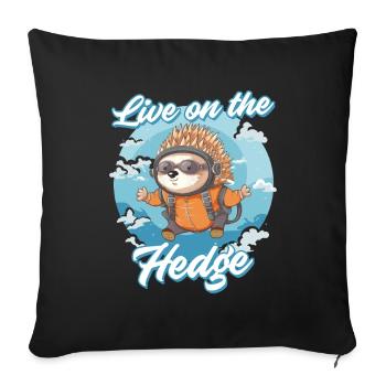 Igel Tag Hedgehog Day en direct sur la Hegde - Housse de coussin décorative 45 x 45 cm - noir - Devant