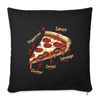 Pizza with Sausages Anatomy Of The Best Pizza - Sofa pillowcase 17,3'' x 17,3'' (45 x 45 cm) - black - Front