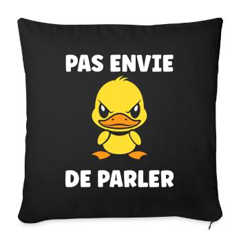 Grumpy Duck – Nicht bereit zu reden - Sofakissenbezug 45 x 45 cm - Schwarz - Vorne