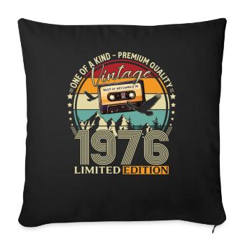 49e anniversaire cassette décembre 1976 - Housse de coussin décorative 45 x 45 cm - noir - Devant