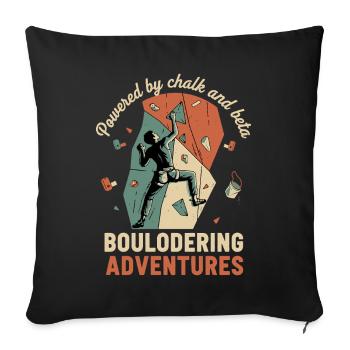 Powered By Chalk And Beta Bouldering Adventures - Sofa pillowcase 17,3'' x 17,3'' (45 x 45 cm) - black - Front
