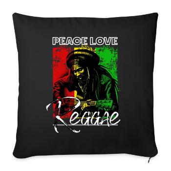 Peace Love Reggae Rastafari Guitar - Sofa pillowcase 17,3'' x 17,3'' (45 x 45 cm) - black - Front