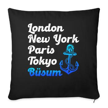 Büsumer LONDRES NEW YORK PARIS TOKYO BÜSUM - Housse de coussin décorative 45 x 45 cm - noir - Devant