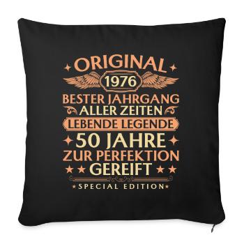 Anniversaire original 1976 Vintage 50 ans - Housse de coussin décorative 45 x 45 cm - noir - Devant