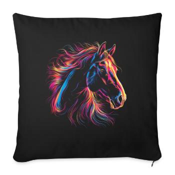 Colorful Horse Portrait in Artistic Style - Sofa pillowcase 17,3'' x 17,3'' (45 x 45 cm) - black - Front